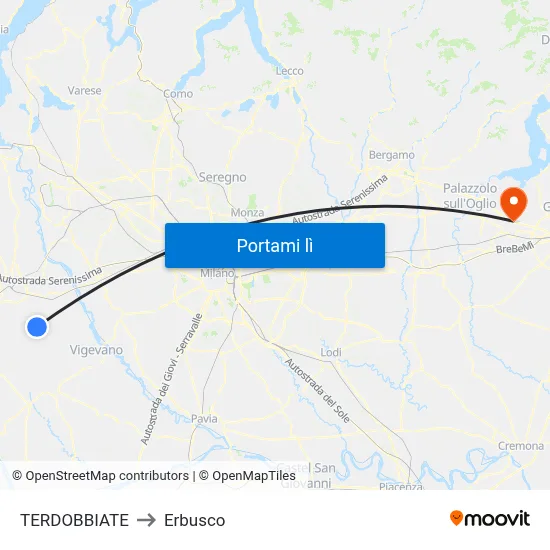 TERDOBBIATE to Erbusco map
