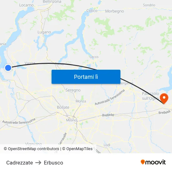 Cadrezzate to Erbusco map