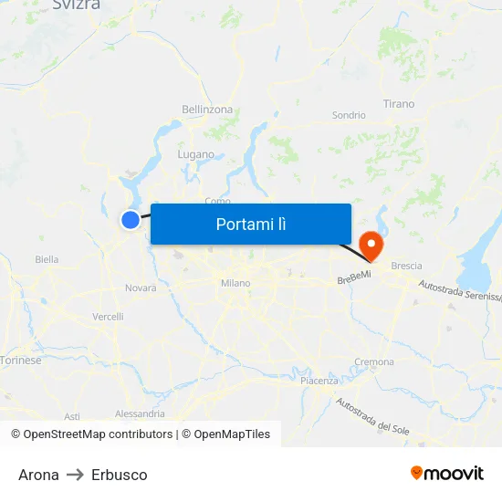 Arona to Erbusco map