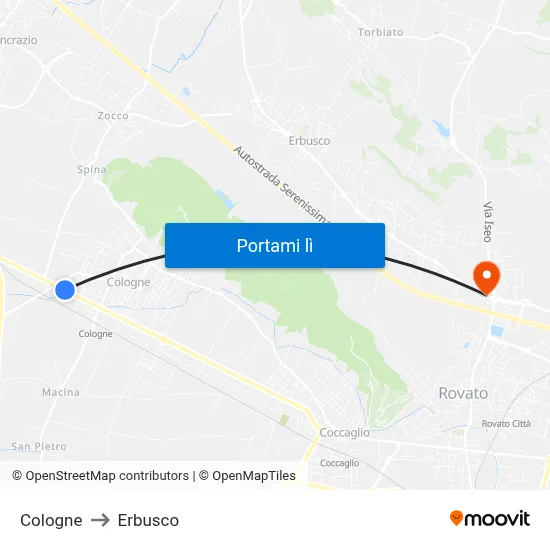 Cologne to Erbusco map