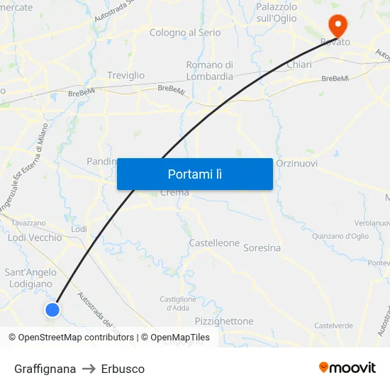 Graffignana to Erbusco map