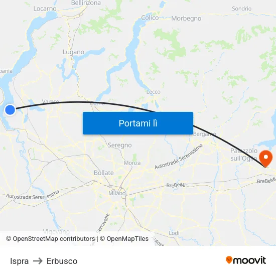 Ispra to Erbusco map
