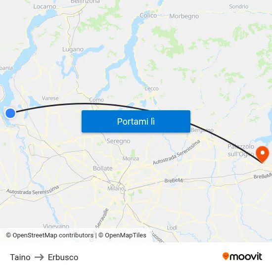 Taino to Erbusco map