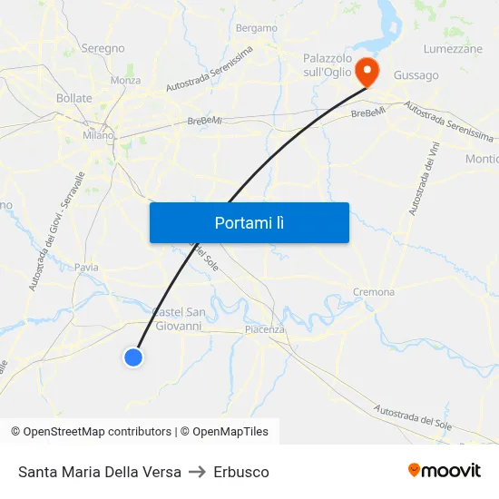 Santa Maria Della Versa to Erbusco map
