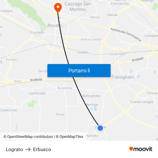 Lograto to Erbusco map