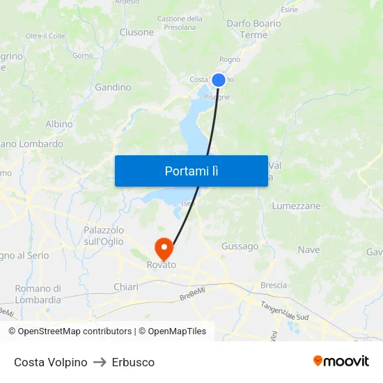 Costa Volpino to Erbusco map