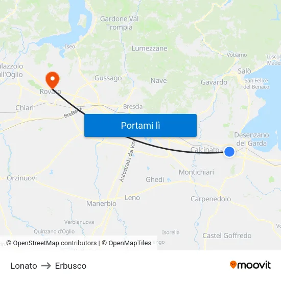 Lonato to Erbusco map