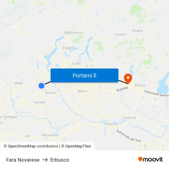 Fara Novarese to Erbusco map