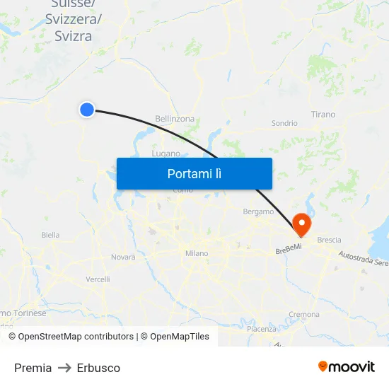 Premia to Erbusco map