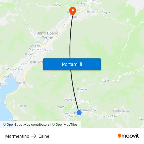 Marmentino to Esine map