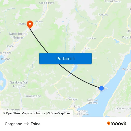 Gargnano to Esine map