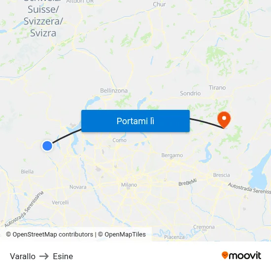 Varallo to Esine map