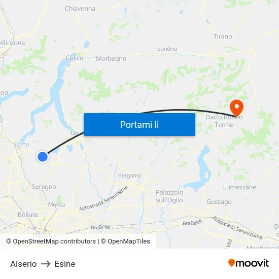 Alserio to Esine map