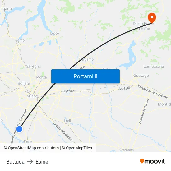 Battuda to Esine map