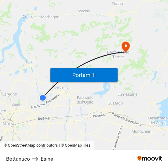 Bottanuco to Esine map