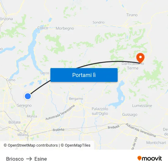 Briosco to Esine map