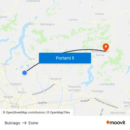 Bulciago to Esine map