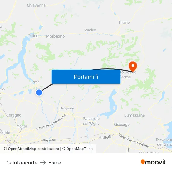 Calolziocorte to Esine map