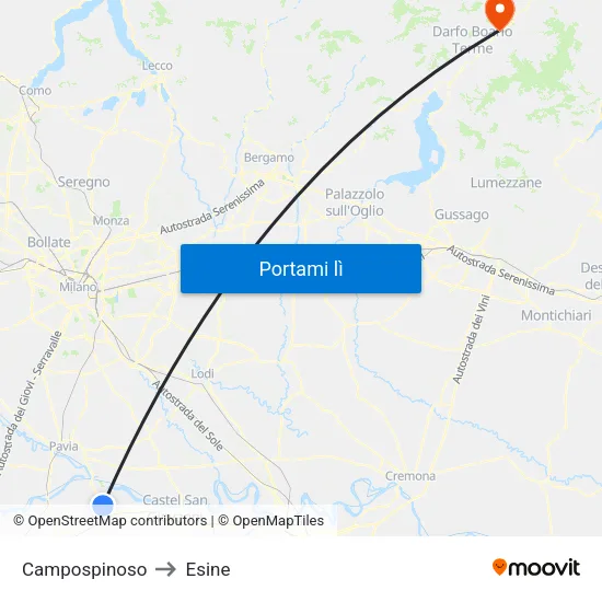 Campospinoso to Esine map