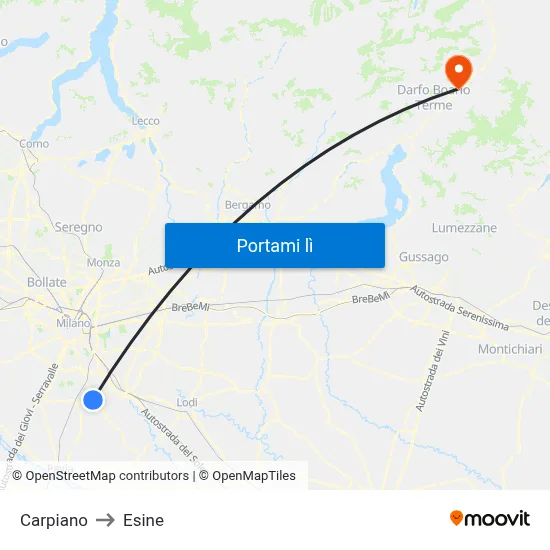 Carpiano to Esine map