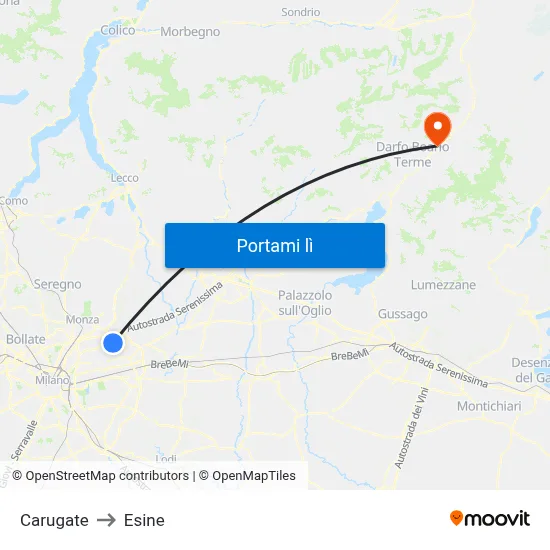 Carugate to Esine map