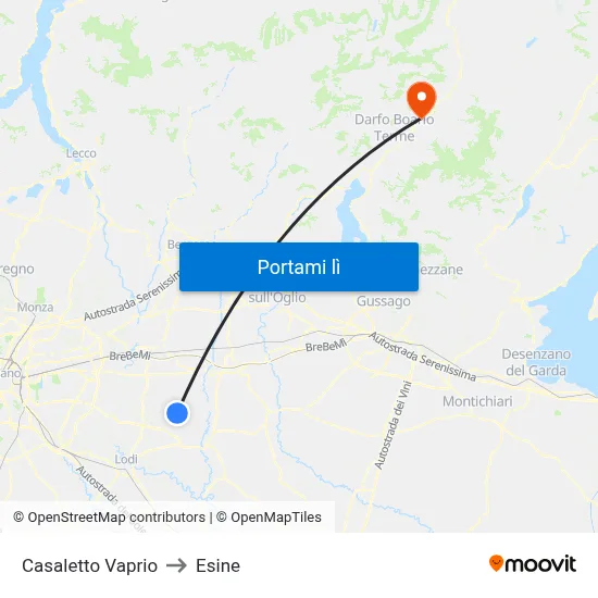 Casaletto Vaprio to Esine map