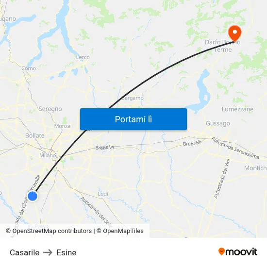 Casarile to Esine map