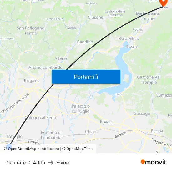 Casirate D' Adda to Esine map