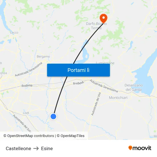 Castelleone to Esine map