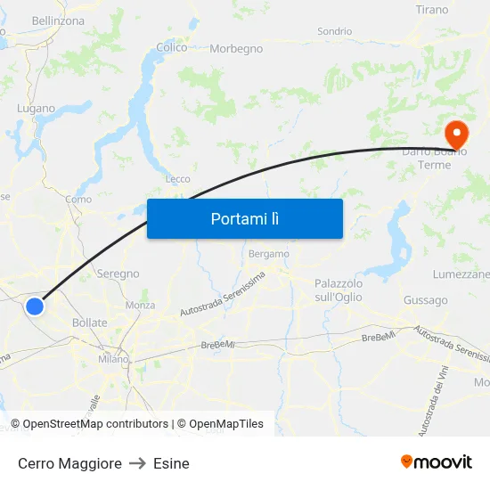 Cerro Maggiore to Esine map