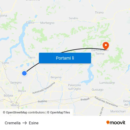 Cremella to Esine map