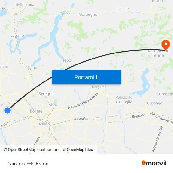 Dairago to Esine map