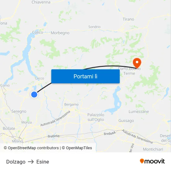 Dolzago to Esine map