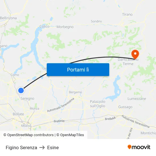Figino Serenza to Esine map
