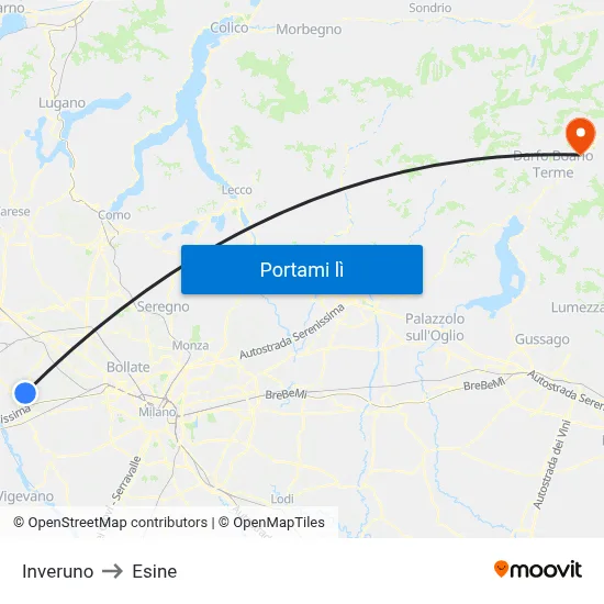 Inveruno to Esine map