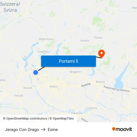 Jerago Con Orago to Esine map