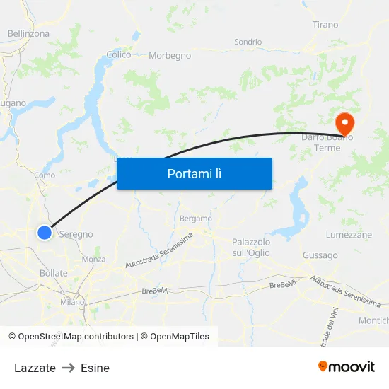 Lazzate to Esine map