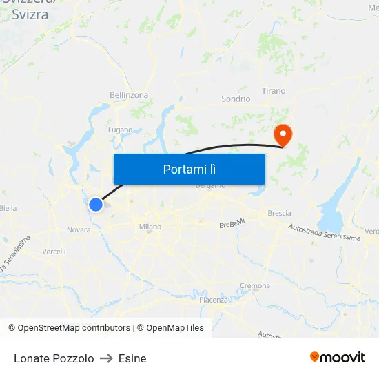 Lonate Pozzolo to Esine map