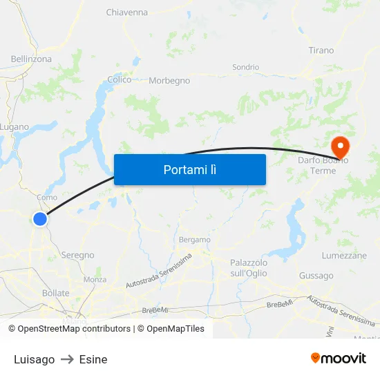 Luisago to Esine map