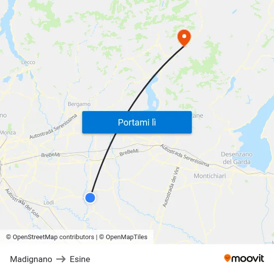 Madignano to Esine map