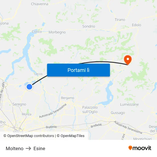Molteno to Esine map