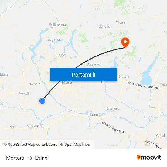 Mortara to Esine map