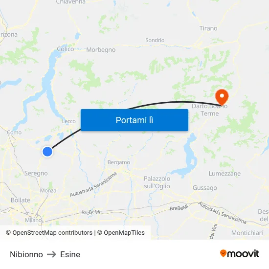 Nibionno to Esine map