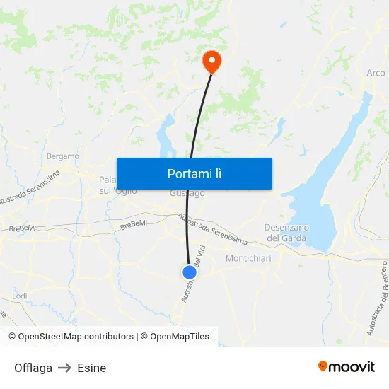 Offlaga to Esine map