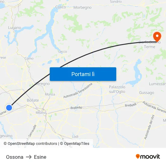 Ossona to Esine map