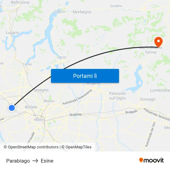 Parabiago to Esine map