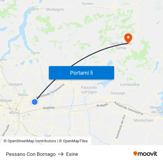 Pessano Con Bornago to Esine map