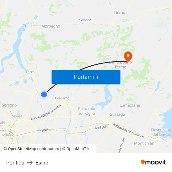 Pontida to Esine map