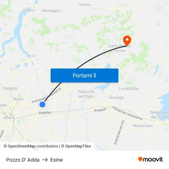 Pozzo D' Adda to Esine map