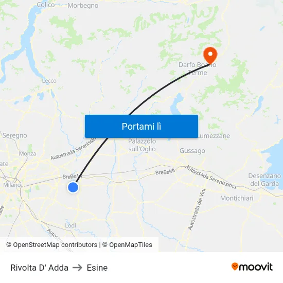 Rivolta D' Adda to Esine map